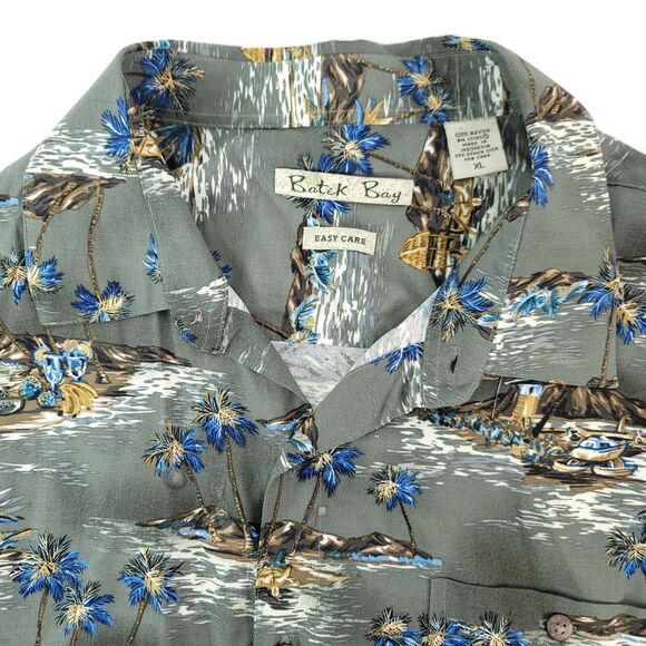 Batek Bay Mens Button Up Shirt Hawaiian Beach Tropical Aloha Floral Size XL - Picture 3 of 8